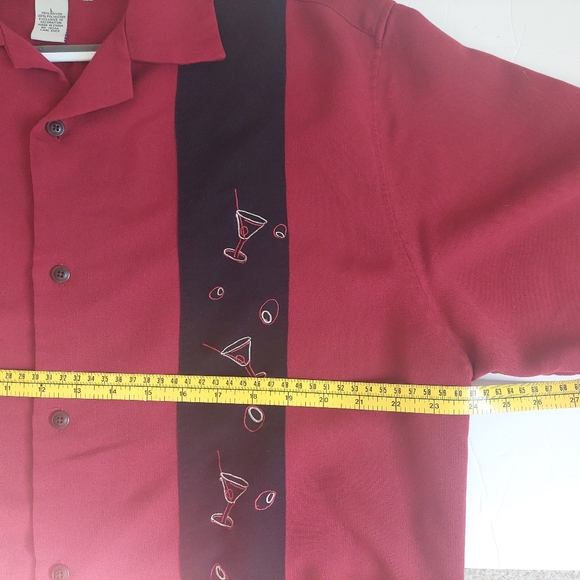 Paradise Collection L collared button down red shirt short sleeve - Picture 5 of 7